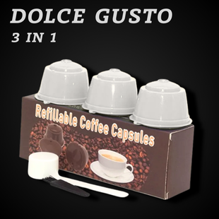 Багаторазові капсули для кавомашин Dolce Gusto (3 шт, білі, з ложечкою та щіточкою) 5009 фото