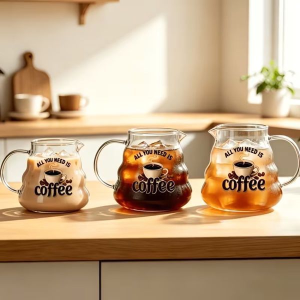Скляний сервер &laquo;All You Need Is Coffee&raquo; 600 мл для пуроверу  з оригінальним принтом 4092 фото
